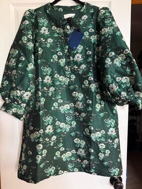 Pomander Place (Tuckernuck) Dark Green Floral Button-Front